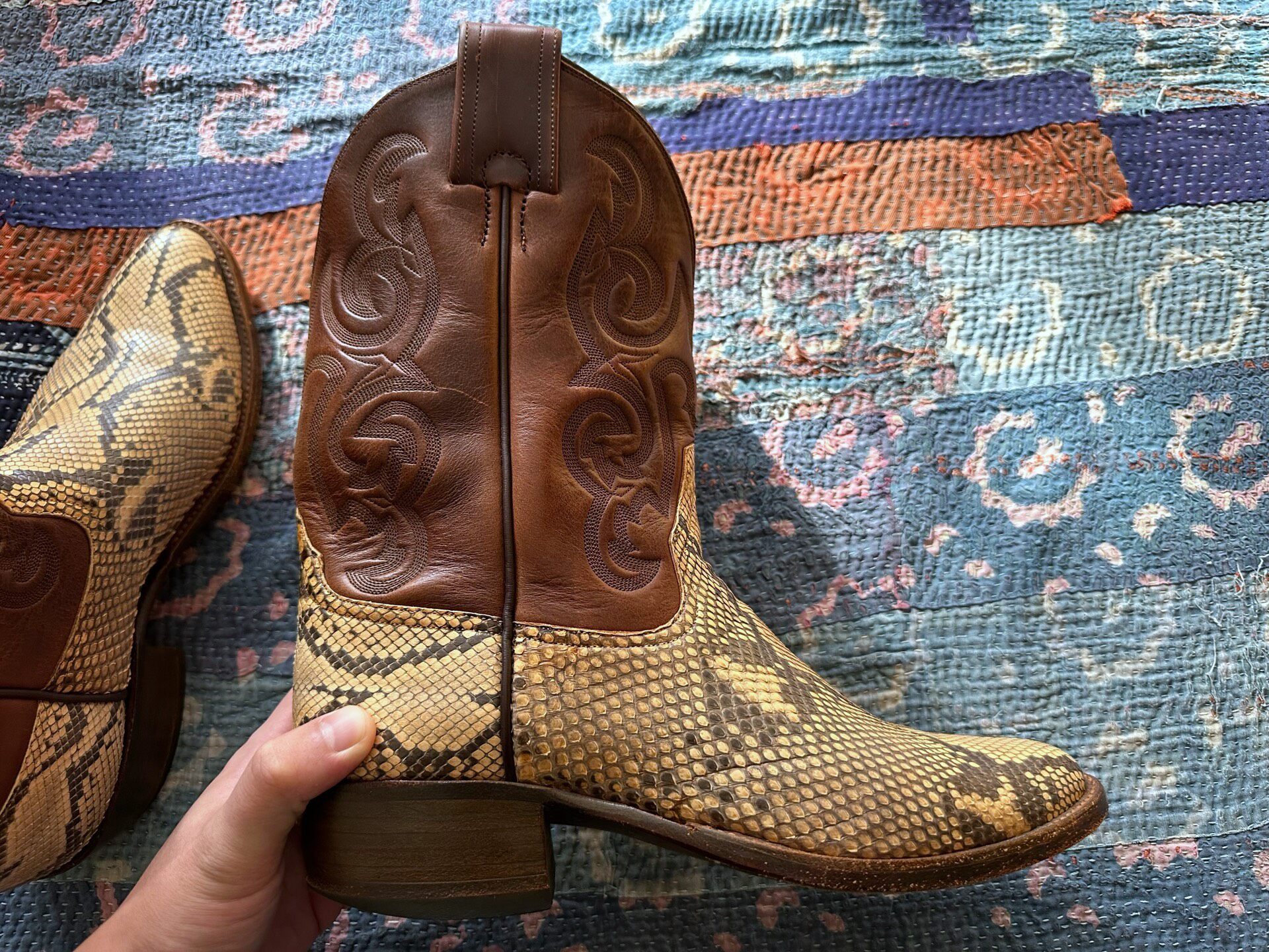 RRL Snake Skin Western Boots — front