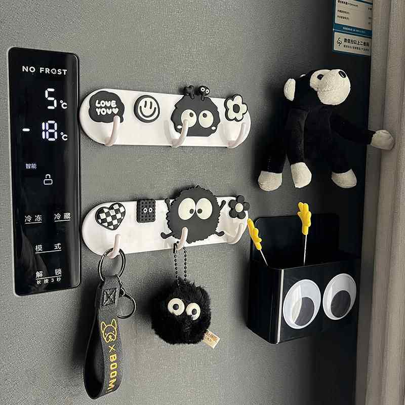 煤球磁吸挂钩入户门大黑猩猩冰箱贴收纳置物架磁铁大眼睛收纳盒