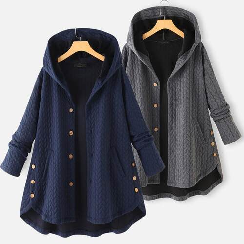 Women's cotton jacket with hooded mid length jacket,