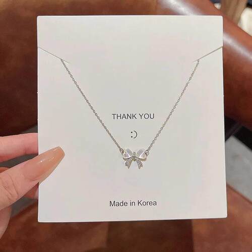Light And Luxurious Opal Bow Necklace Women's Ins Fashio