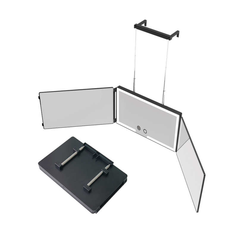 便携批发三面款灯带可折叠镜充电三折化妆镜新款理发led镜