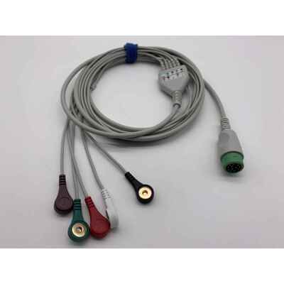 兼容迈瑞T5T8/IPM8/10科曼心电监护仪导联线12针导连线五导扣式