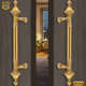 铠铜威黄铜双开门大拉手实木玻璃门会议室大堂别墅黄铜拉手大把手