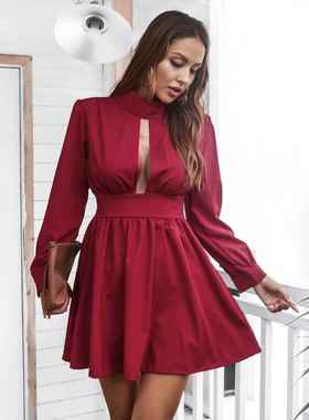 elegant womens dresses springsummer sexy hollow waist dress