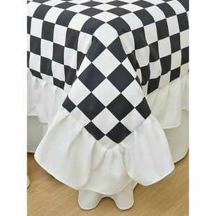 棋盘格高档网红风四季 美容床罩四件套新款 带洞床套美容院专用通