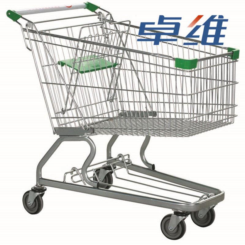 双层大型购物推车适用超市商用与家用买菜车 克虏伯轮载重推车 长