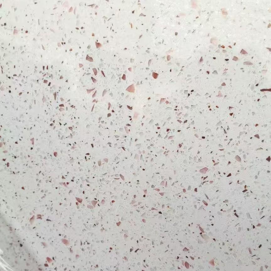 白色红粒石英石大板材橱柜台面专用人造石可加工广东大厂石材