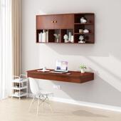 7W实木工壁挂书桌架组书合电墙142上置物架挂墙脑桌悬空作学习桌