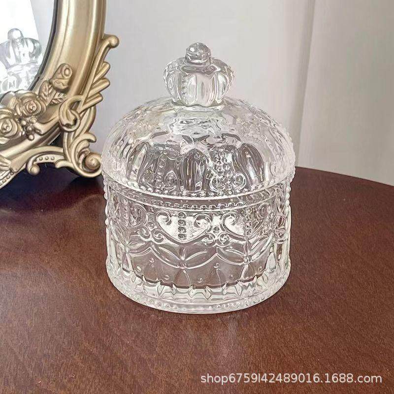 法式浮雕玻璃罐 复古装饰摆件饰品收纳盒 ins风棉签盒糖果罐子,家居饰品,储物罐,淘宝优惠券,粉丝福利购,淘宝优惠卷