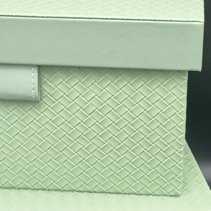 新中式样板间收纳箱装饰盒摆件桌面衣帽间编织纹皮革收纳箱子定制