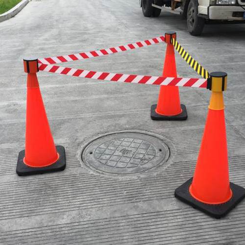 家直销黑B厂S交A660通路锥连接头维持秩序围栏红白黄可伸缩连接器