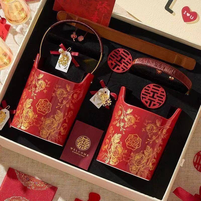 子孙桶结婚两件套装称心如意摆件备婚庆用品大全新娘陪嫁娘家嫁妆