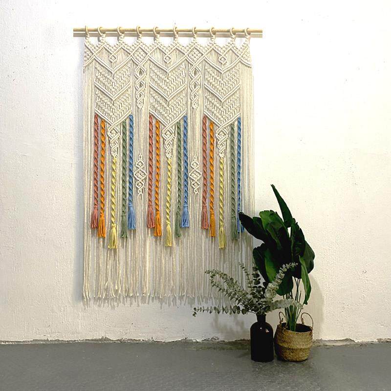 手工编织挂毯门帘 风水帘隔断 棉线装饰遮挡半遮光民宿挂饰窗帘