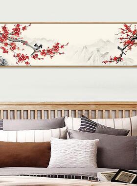 梅花挂画喜上眉梢装饰画客厅红梅报春图花鸟国画样板间卧室床头画