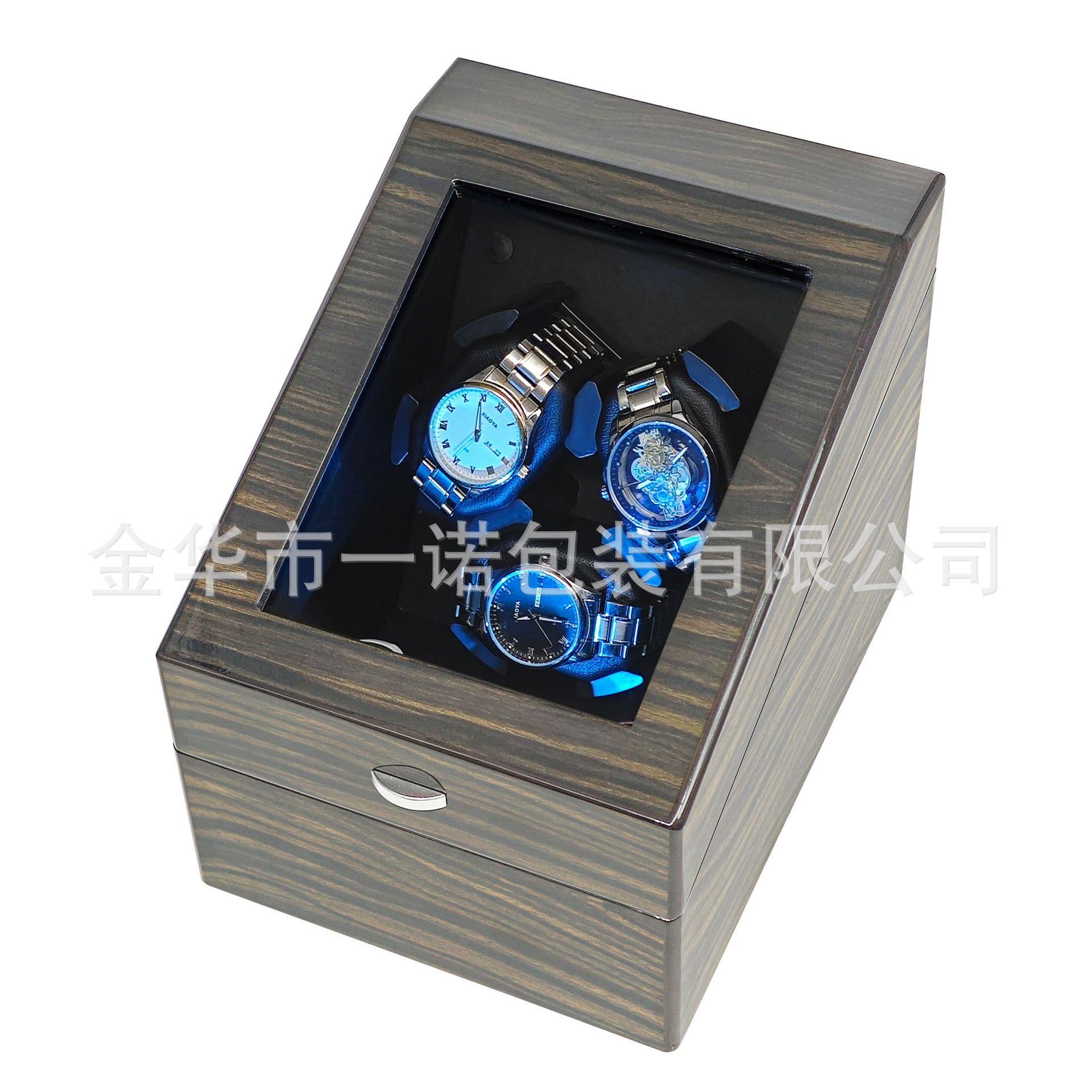 现货黄金檀纹木质光烤漆3+3表位全自动机械表摇表器电动家用表