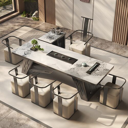 岩板茶茶桌椅组合奢现20代25新款设计师简约办公室家用轻高级OGR