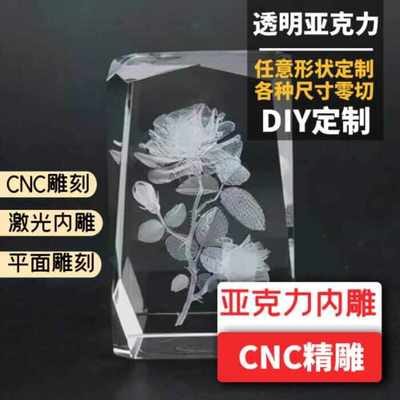 高透明亚克力内雕水晶内图案DIY有机玻璃板定制幕墙塑料板定制图