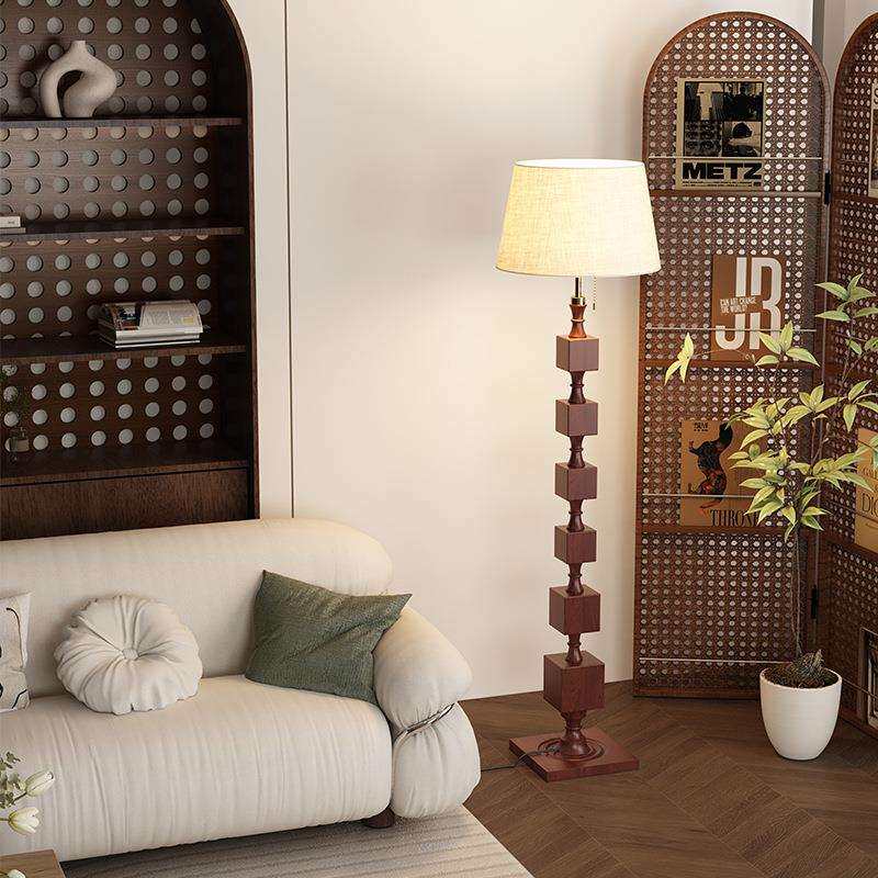 美式氛围落地灯法式中古书房客厅落地灯复古新中式立式实木台灯