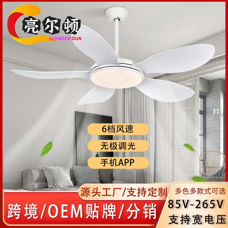 现代电风扇吊灯52寸大尺寸吊扇灯客厅餐厅家用带一体式智能遥控