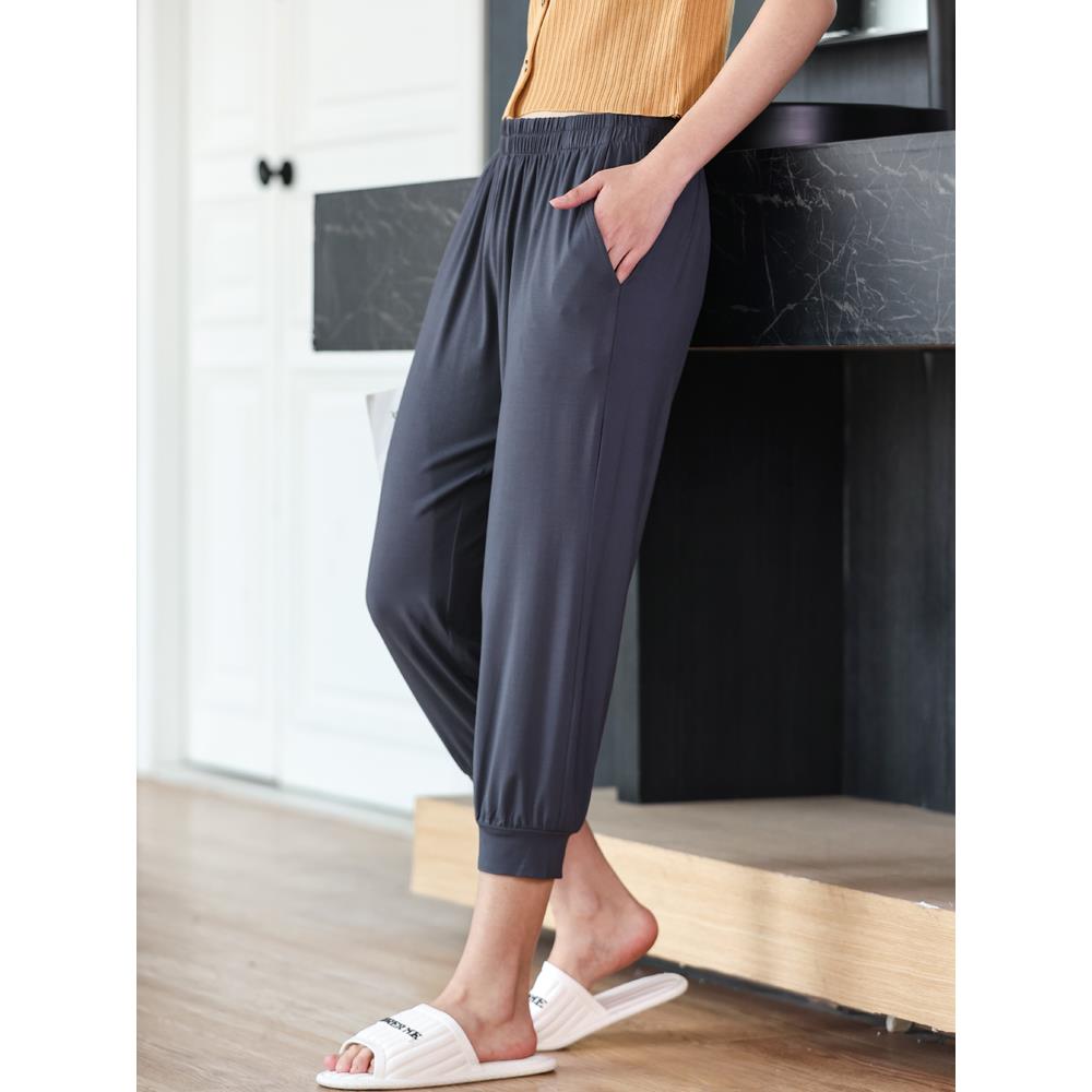 兰妒束脚莫代尔棉夏季薄款九分裤加大码孕妇中裤家居裤短裤女睡裤