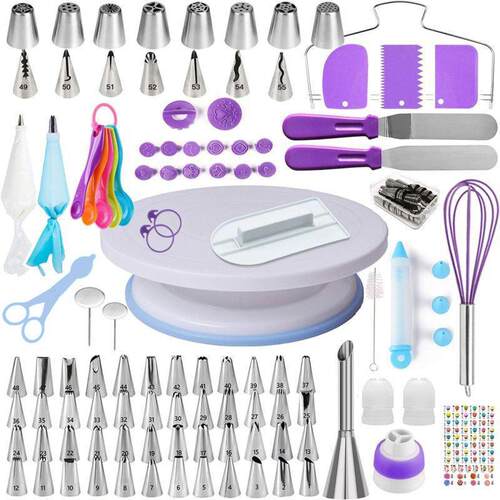 跨境137件蛋糕转盘裱花台北欧风烘焙工具套装cake decorating kit