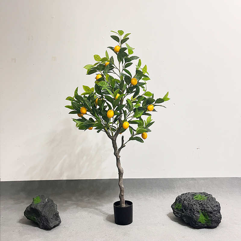 仿真柠檬树盆栽家居摆件装饰办公室假绿植人造柠檬带果带盆盆景