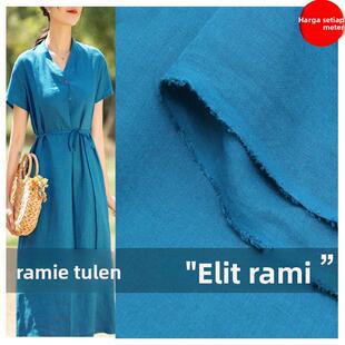 纯苎麻布料服装面料薄高档高支纯色棉麻亚麻布夏季连衣裙衬衫布料