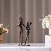 家居工艺品送礼摆件创意潮复古装 饰北欧铸铁摆设客厅金属四口之家