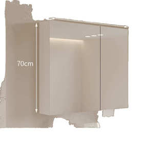 多功能实木浴室镜智能镜柜镜子卫生间吹风机梳妆镜收纳置物架灯