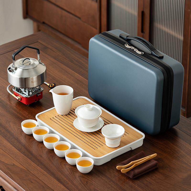 旅行茶具套装便携式户外露营带烧水壶煮茶炉泡茶喝茶整套茶具装备