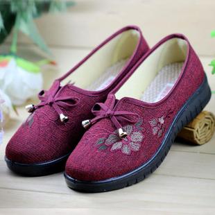 2女软底布防滑中老年奶绣奶花妈妈鞋 春秋老北京布鞋 老 205新款 正品