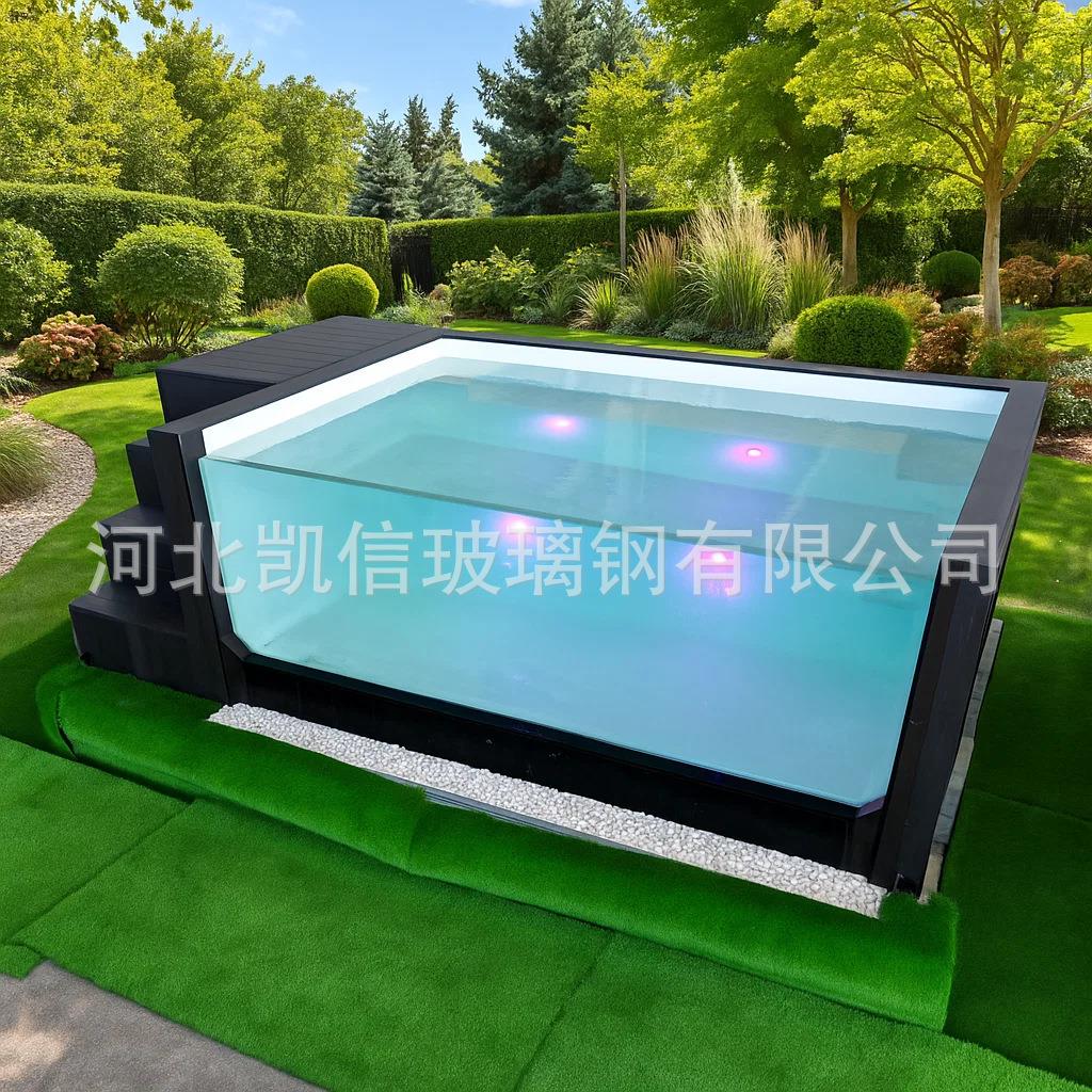 小型地上游泳池预制玻璃钢结构花园庭院民宿快装成品泳池工厂