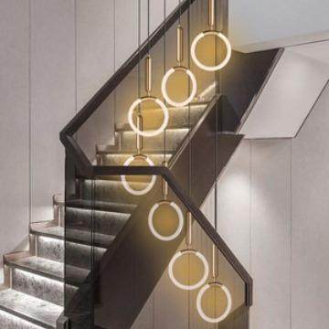 复灯式楼长吊灯现简约旋转创意个性楼MC246梯灯别轻墅大吊灯奢吊