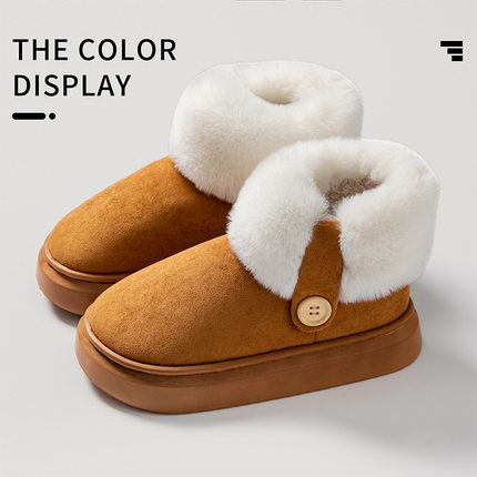 冬季新款包跟雪地靴女室内外穿加绒加厚保暖情侣冬天防滑棉靴女士