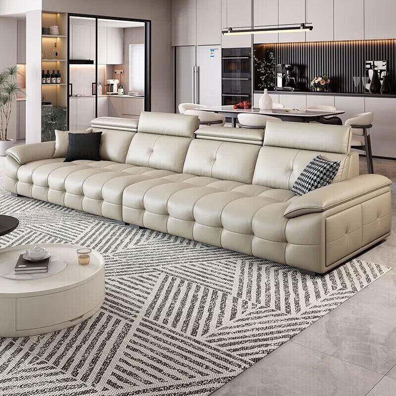 2026新款劳伦斯真皮沙发客厅家用小户型可调节意式极简直排沙发