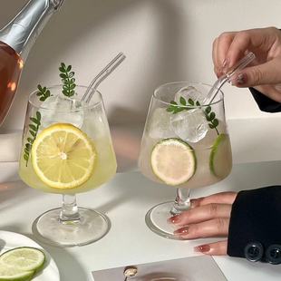 韩国ins网红玻璃杯高脚杯饮品杯高颜值鸡尾酒杯冷饮苏打气泡水杯
