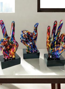 2025新款玄关摆件氛围感摆件现代简约手势小树脂家居办公室桌面装