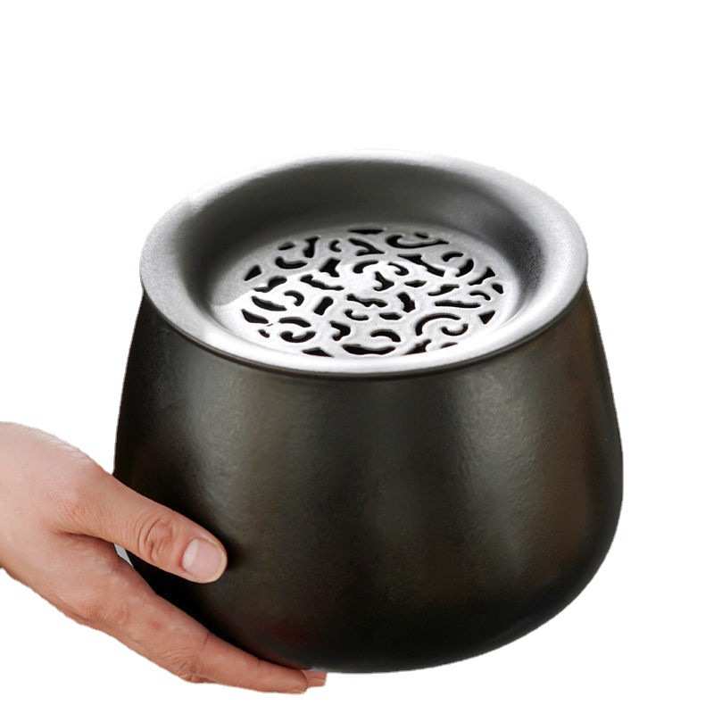 陶瓷茶洗带盖茶具配件茶桶茶渣桶茶洗缸废水桶建水水盂水洗