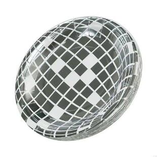 H8WB 25Pcs Disposable Silver Discos Ball Paper Plates
