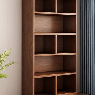 书柜家用防尘落地置物架实木色储物柜客厅分层格子柜简约柜子书架