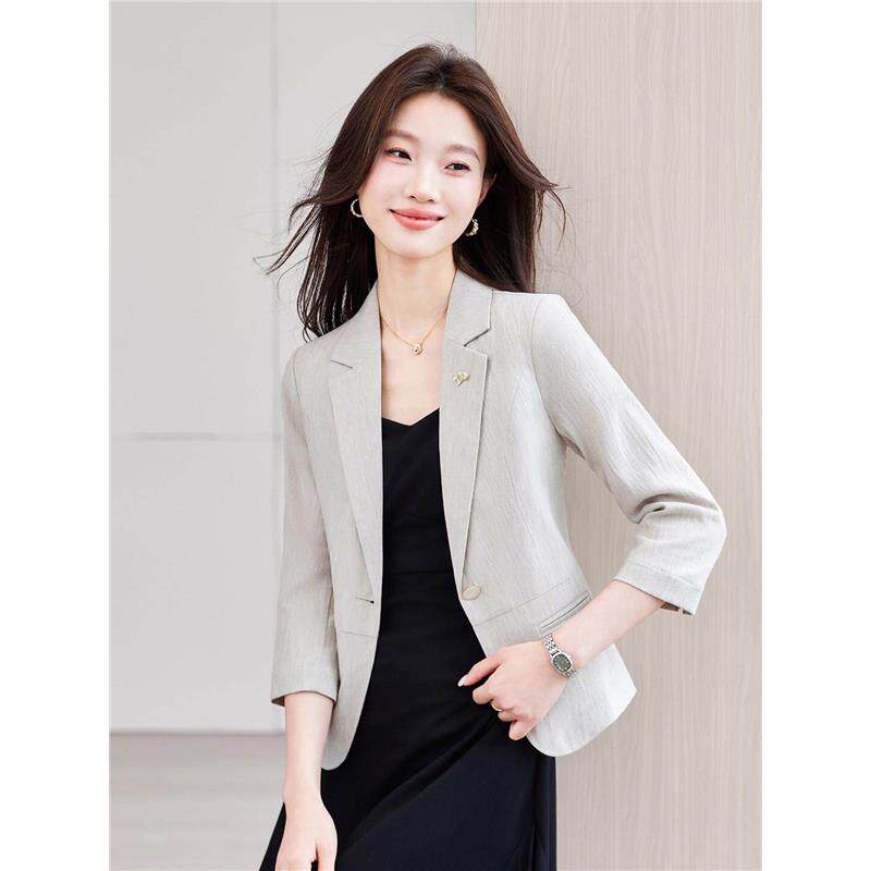 七分袖薄款西装外套女2026新款春夏季女士休闲高级感百搭西服上衣