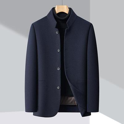 冬装双面呢子外8305-C套中长款羊绒中风衣士年男爸爸装羽羊毛大衣