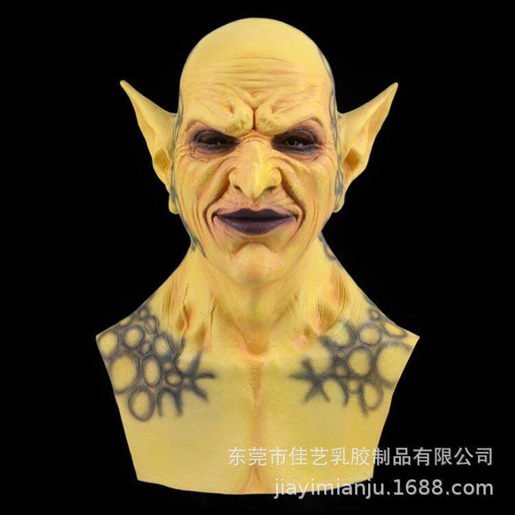 万圣节新款黄色小鬼面具头套 跨境直供恶魔小丑吸血鬼兽人面具