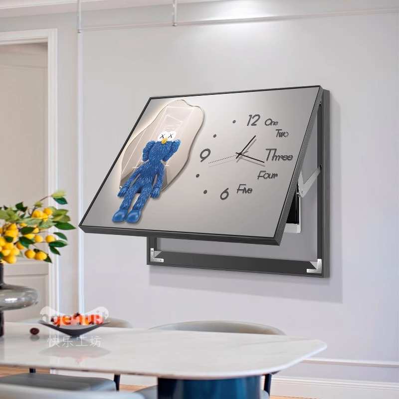 高档轻奢电表箱装饰画餐厅带钟表壁画kaws电闸箱配电箱遮挡挂画
