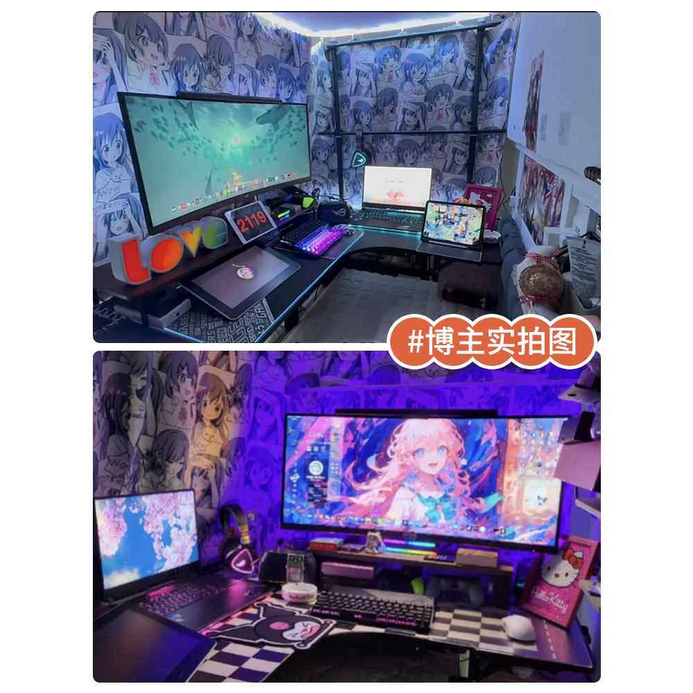 W7床上转角电脑桌台式学生宿舍书桌懒人简约拐角电竞办公桌子可定