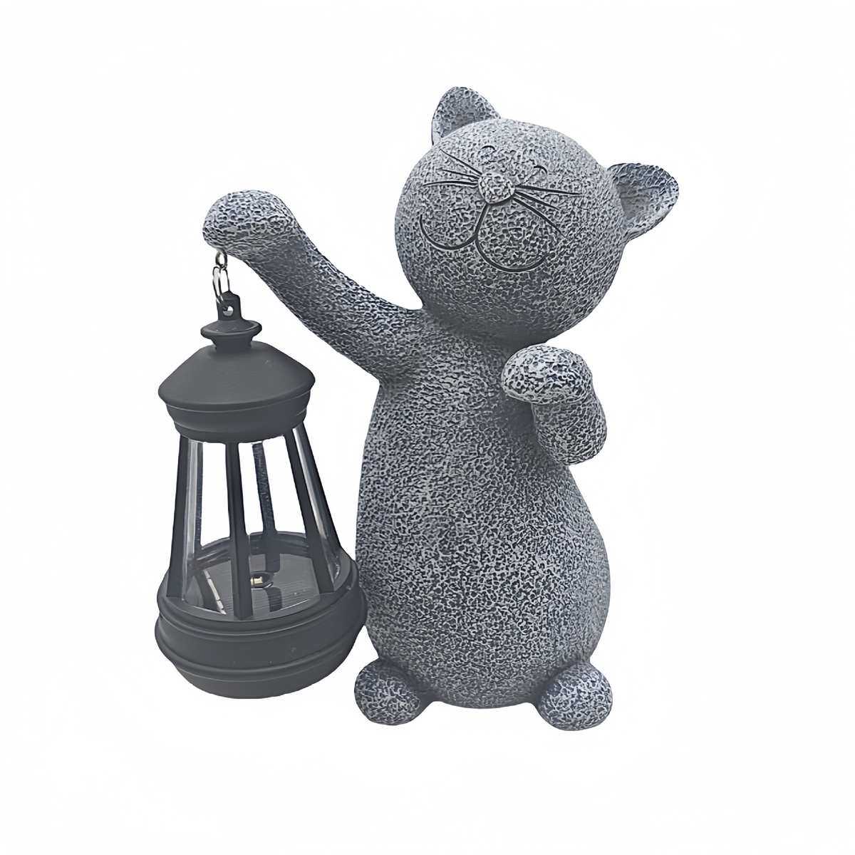 太阳能庭院灯小猫提灯日式田园工艺品摆件花园阳台家具装饰防水灯