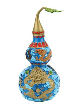 黄铜葫芦摆件彩绘五龙铜葫芦开盖葫芦家居铜器工艺品摆件