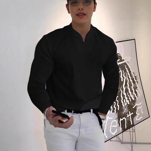 Men's breathable long collar shirt 男士领透气长恤