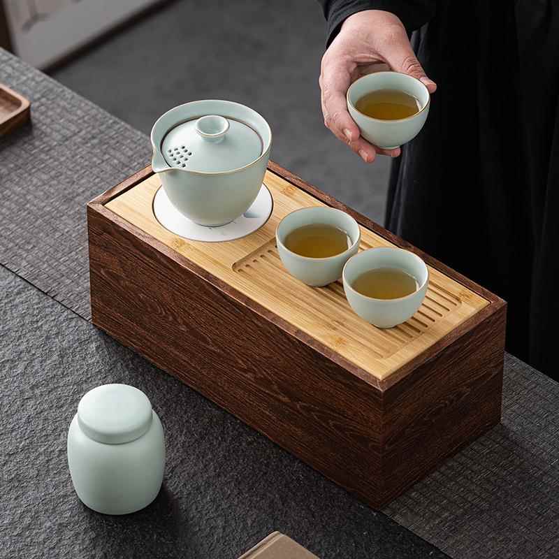 窑茶具套套装便携式具多功能茶盘小号F968M8TS茶台储物收纳旅行茶
