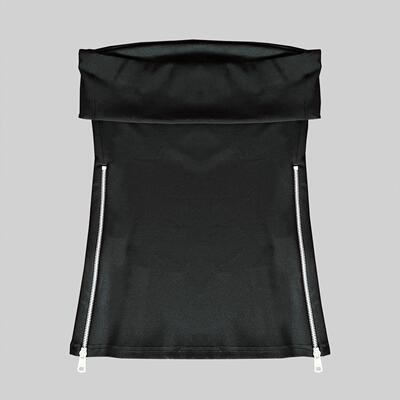 Side slit zipper bra solid color top两侧开叉拉链抹胸纯色上衣